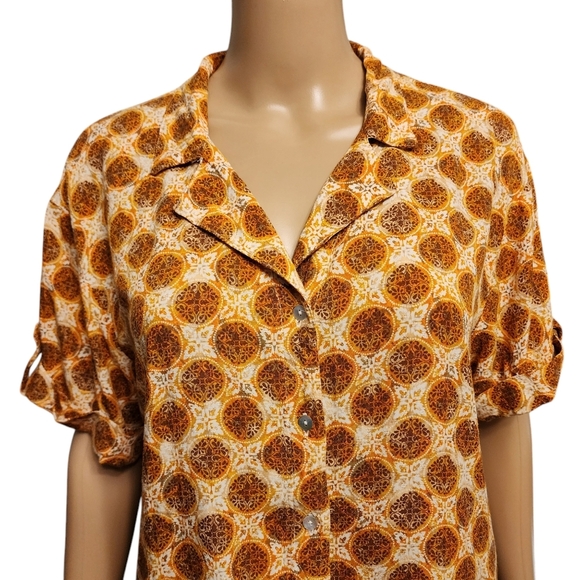 Jane + Dalancey Short Sleeve Retro Style Casual Button Down Shirt Size M - Picture 3 of 12